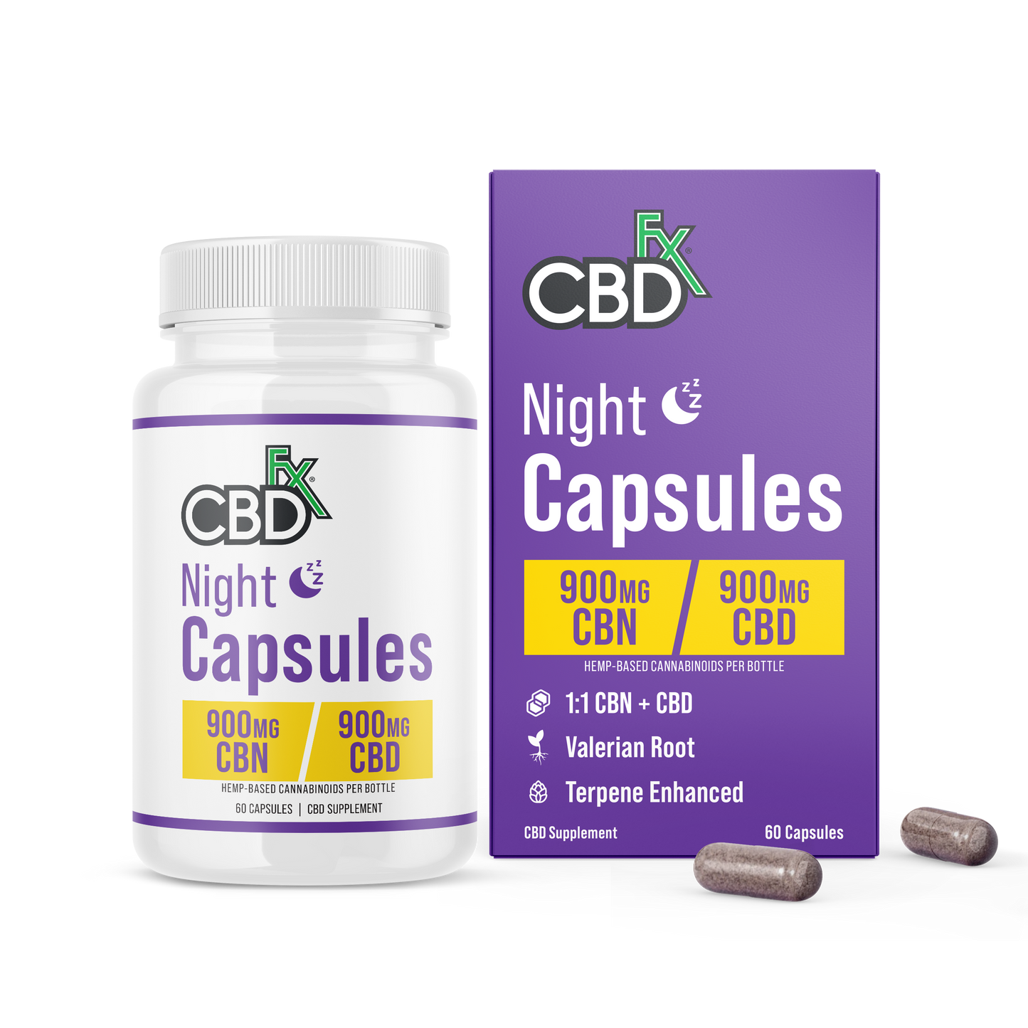 CBDfx Night Capsules – High-Potency CBD + CBN Sleep Support