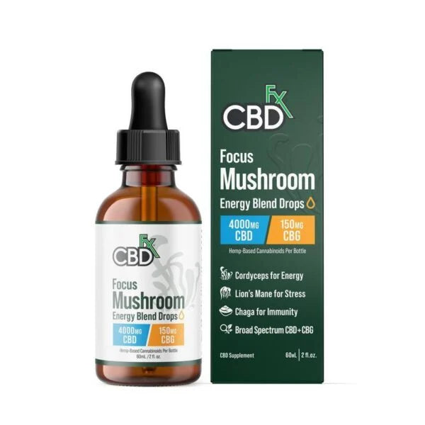 CBDfx Focus Mushroom Drops – CBD + CBG | Energy Tincture 1000–4000mg