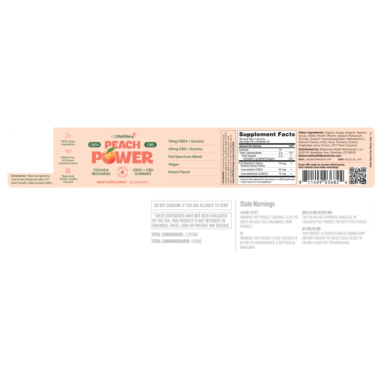 CBDistillery Peach Power Gummies | CBDv + CBD – Limited Edition