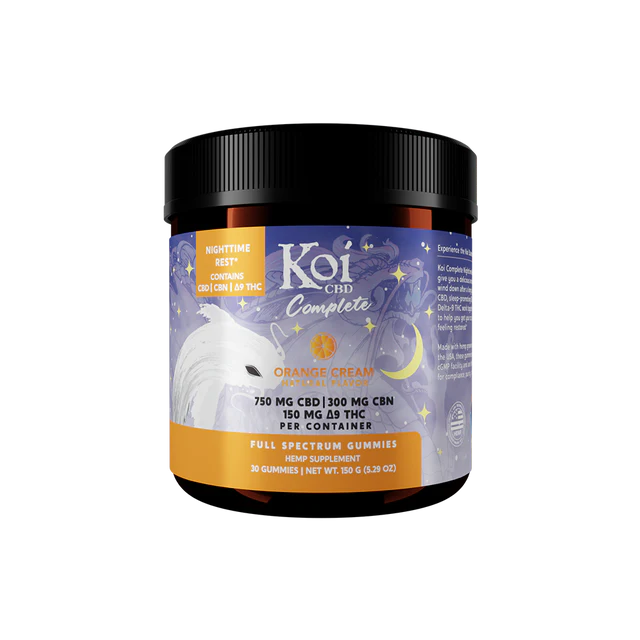 Koi Complete Nighttime Gummies – CBD + CBN + Delta-9 THC (30ct, Multiple Flavors)