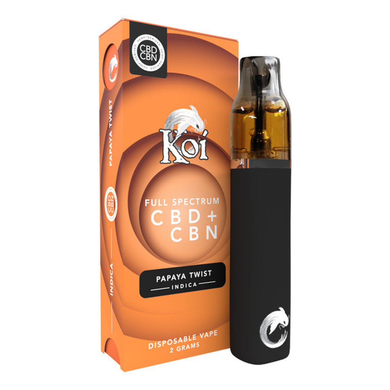 Koi Full-Spectrum CBD + CBN Disposable Vape Bar – 2 g, Papaya Twist (Indica)