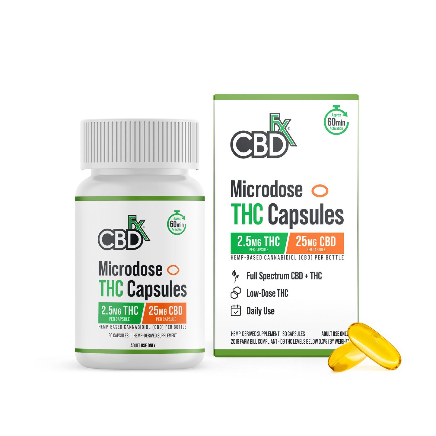CBDfx Microdose THC Capsules – Full-Spectrum CBD + Delta-9 THC (30ct)
