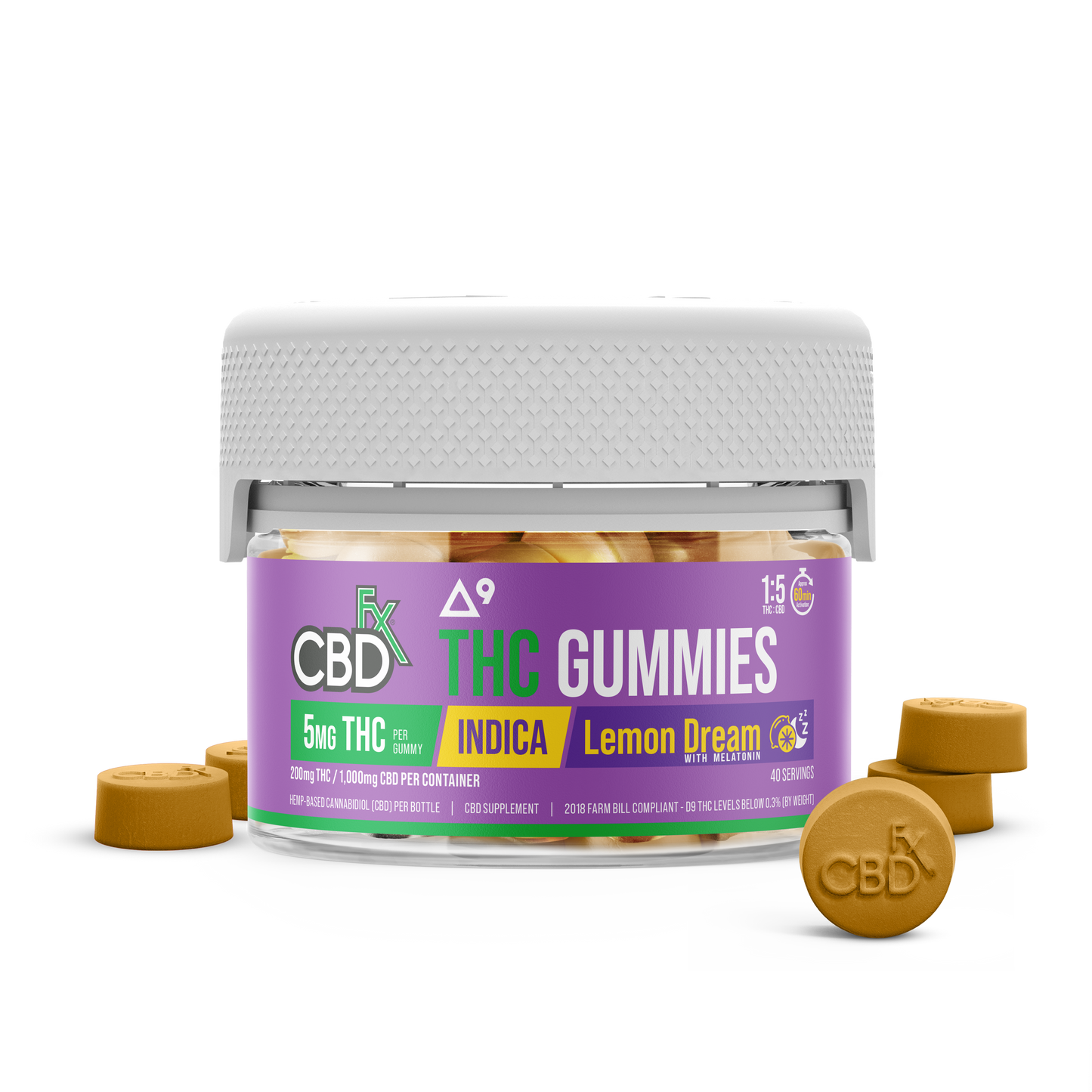 CBDfx CBD + Delta-9 THC Lemon Dream Gummies – 20ct / 40ct