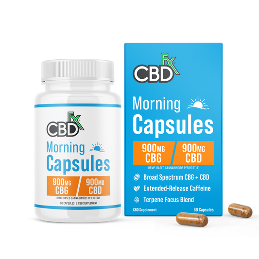 CBDfx Morning Capsules – CBD + CBG with Caffeine & Botanicals (60ct)