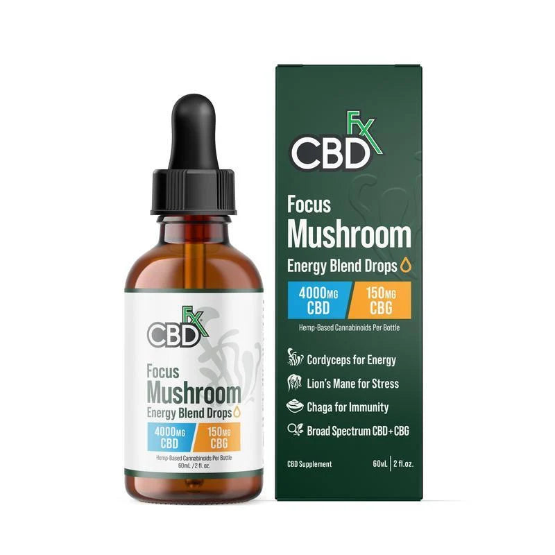 CBDfx Focus Mushroom Drops – CBD + CBG | Energy Tincture 1000–4000mg